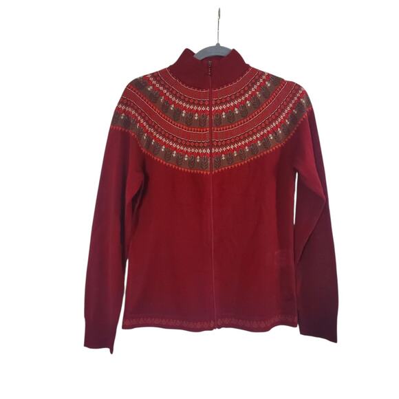 Woolrich Red Merino Wool Lightweight Full-Zip Cardigan Sweater, Small Petite - Picture 1 of 12